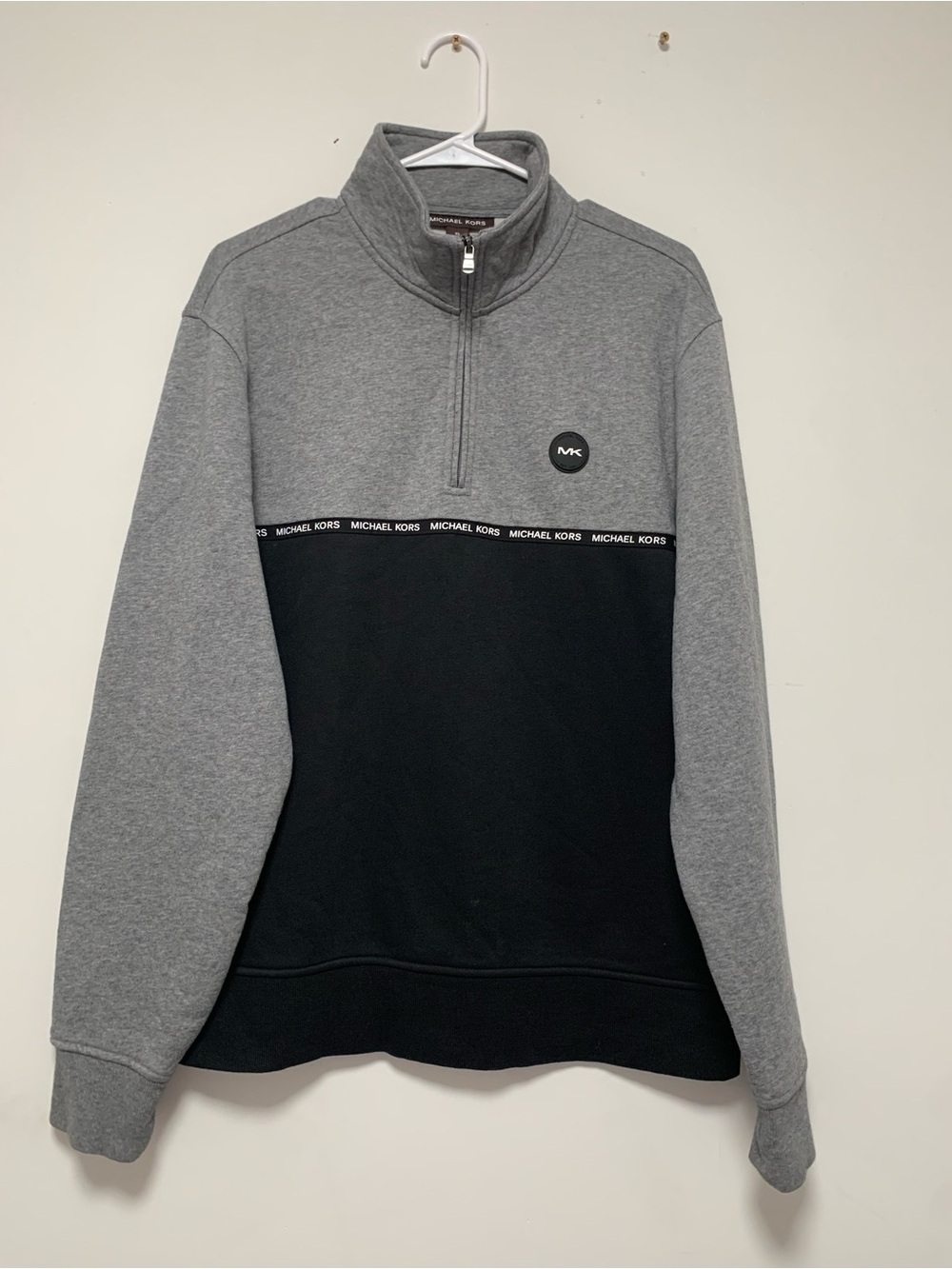 Michael Kors Men’s Gray and Black Half-Zip Pullover